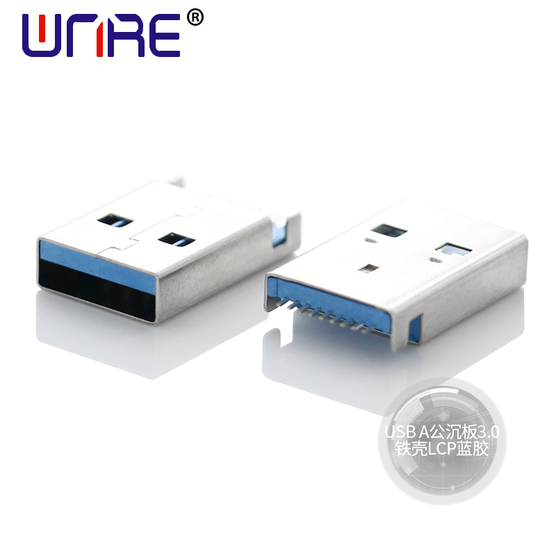 USB A male sinking board 3.0 iron case LCP blue glue